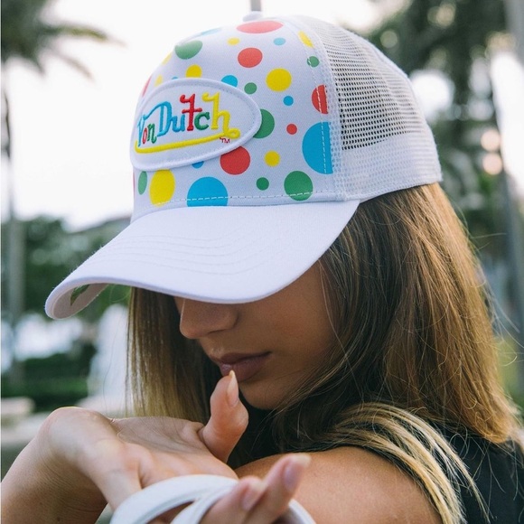 VON DUTCH White Polka Dot Trucker Hat/Snapback | NEW/NWT ♥️🖤💙💚💛 - Picture 1 of 8